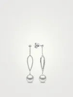 Trend 18K Gold Freshwater Pearl And Diamond Earrings