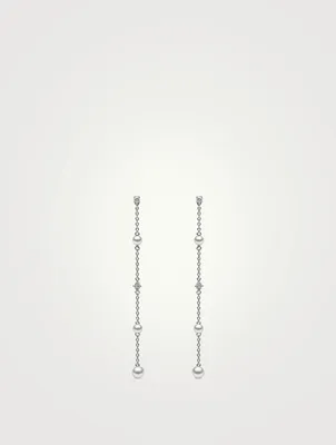 Trend 18K White Gold Freshwater Pearl And Diamond Earrings