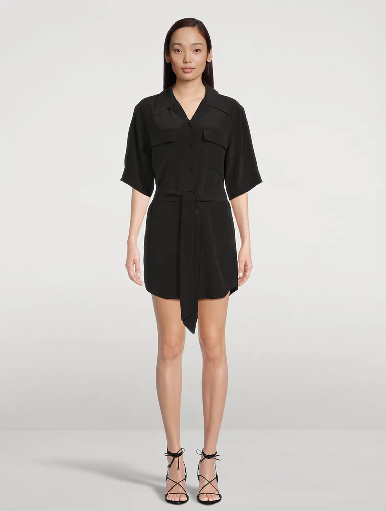 Mila Belted Silk Shirt Dress