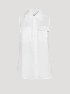 Camila Sleeveless Linen Shirt