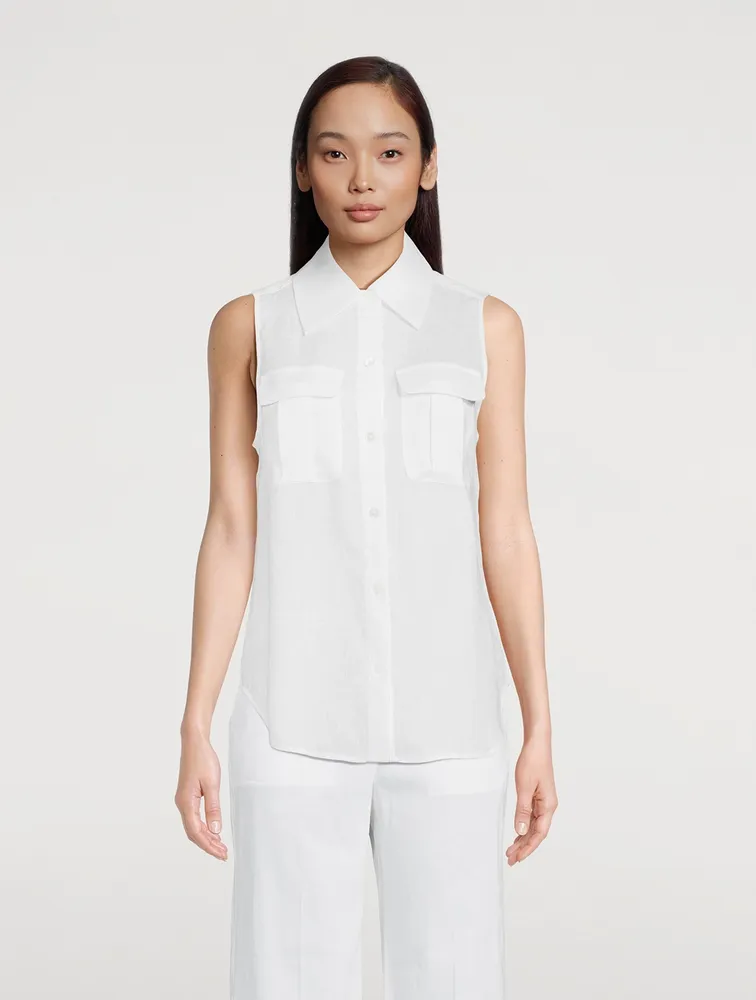 Camila Sleeveless Linen Shirt