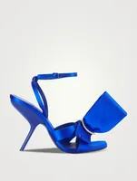 Satin Sandals With Asymmetric Bow