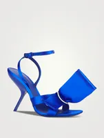 Satin Sandals With Asymmetric Bow