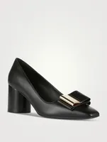 Double-Bow Leather Pumps