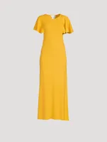 Cut-Out Wool Maxi Dress