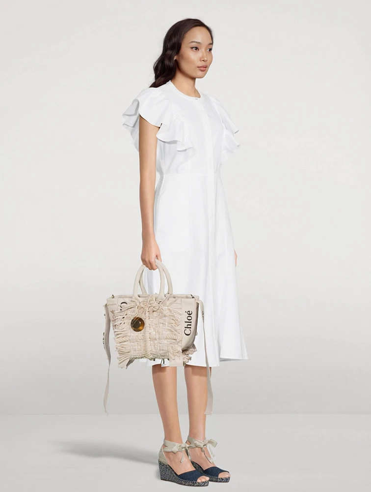 Flutter-Sleeve Poplin Shirt Dress