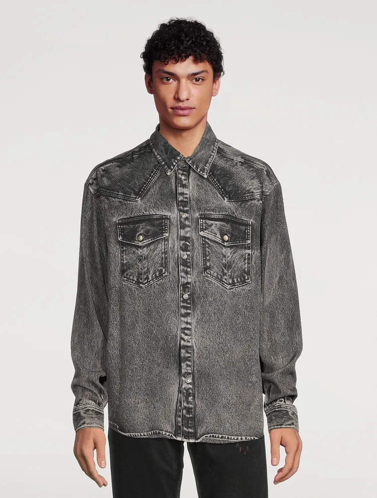 Denim Trompe L'oeil Fluid Shirt