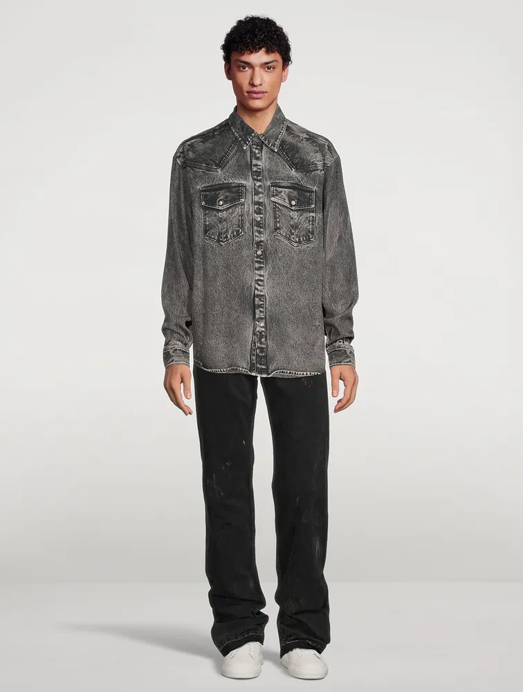 Denim Trompe L'oeil Fluid Shirt