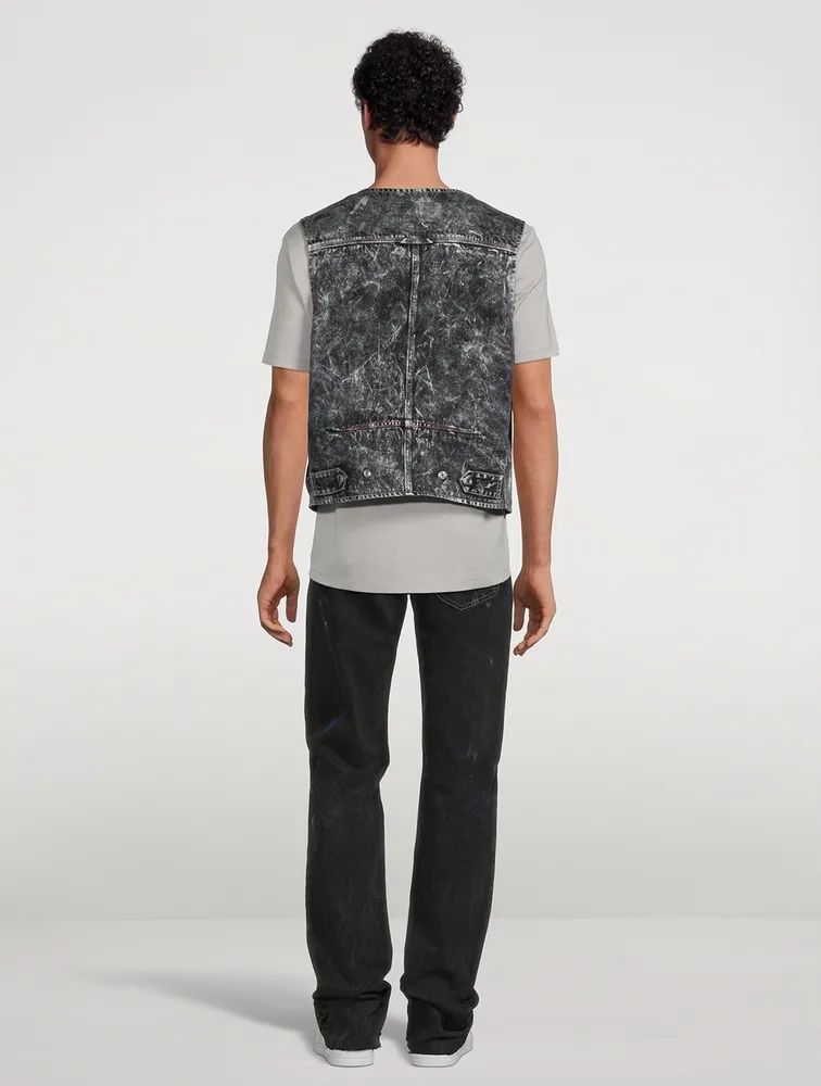 Cotton Utility Vest Marbled Print