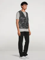 Cotton Utility Vest Marbled Print