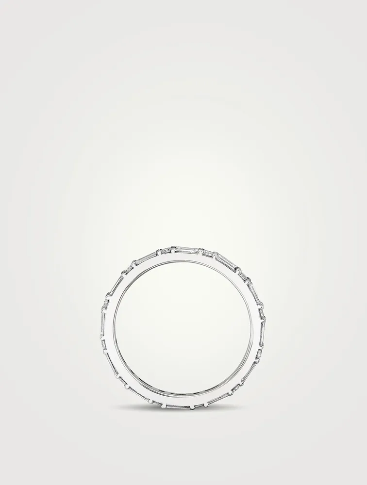 14K White Gold Alternating Shapes Band With Lab Grown Diamonds