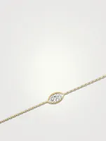 14K Gold Marquise Bezel Station Bracelet With Lab Grown Diamonds