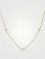 14K Gold Brilliant Round Bezel Station Necklace With Lab Grown Diamonds