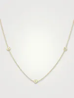 14K Gold Brilliant Round Bezel Station Necklace With Lab Grown Diamonds