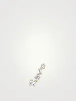 14K Gold Shooting Star Left Ear Climber With Lab Grown Diamonds