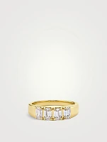 14K Gold Emerald Tetrad Ring With Lab Grown Diamonds