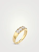 14K Gold Emerald Tetrad Ring With Lab Grown Diamonds