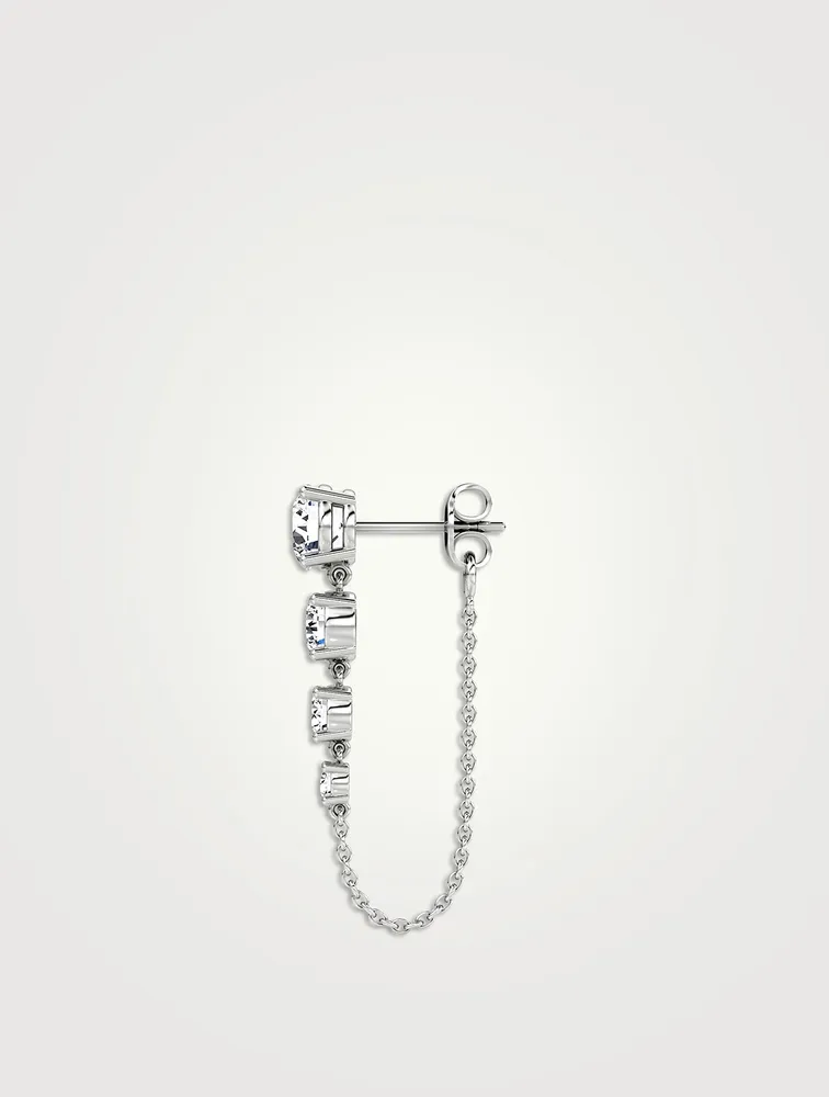 14K White Gold Linked Tennis Earring With Lab Grown Diamonds