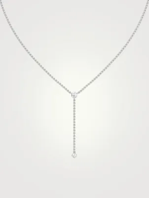 14K White Gold Duo Lariat Necklace With Lab Grown Diamonds