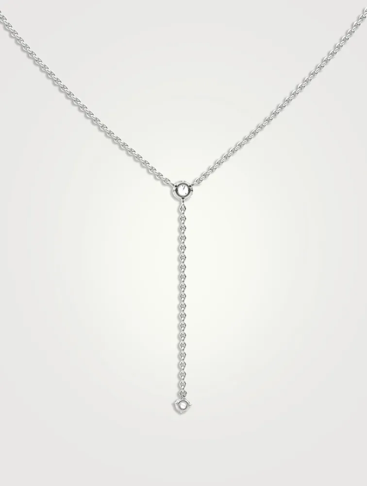 14K White Gold Duo Lariat Necklace With Lab Grown Diamonds