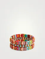 Set Of Three Rose Patchwork Bracelets