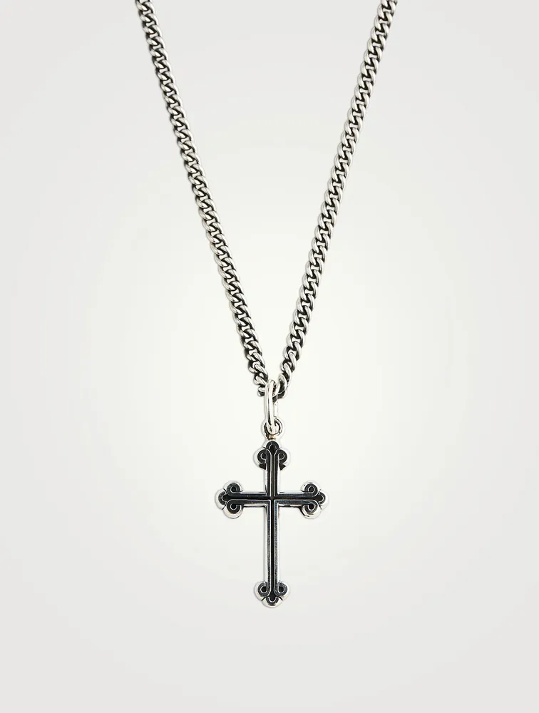 Extra Small Silver Traditional Cross Pendant Necklace