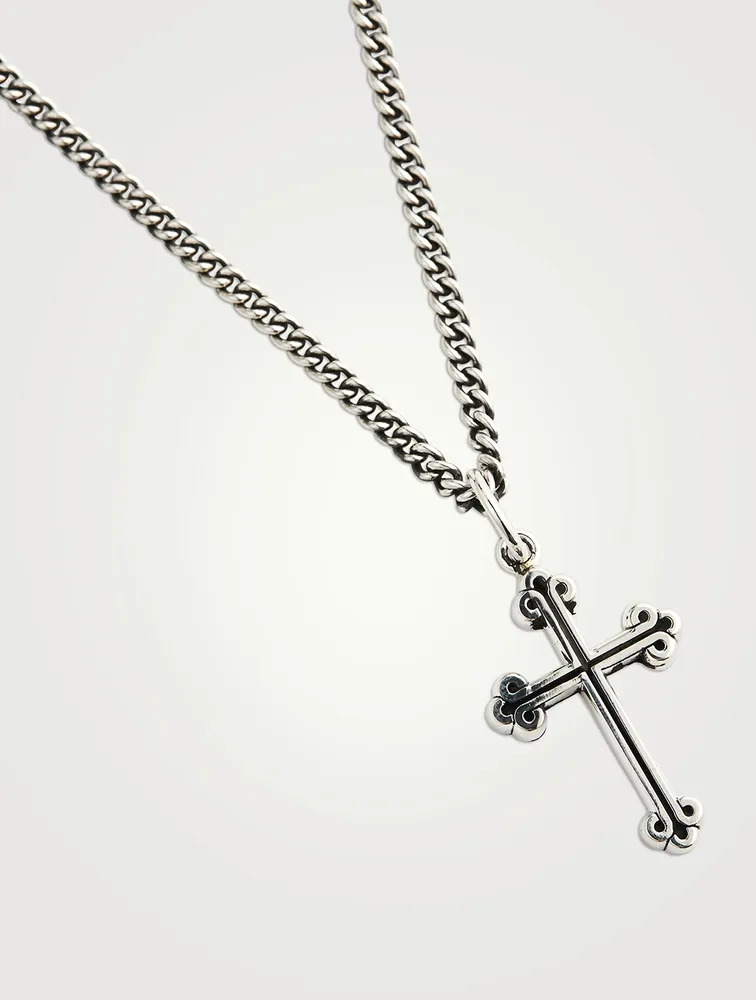 Extra Small Silver Traditional Cross Pendant Necklace