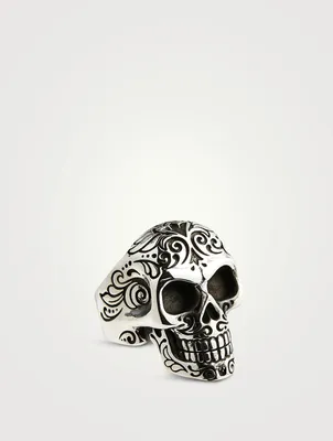 Silver Laughing Skull Ring