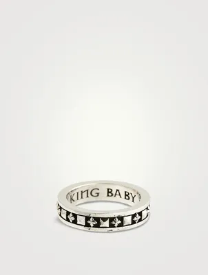 Silver Stackable MB Cross Studded Ring