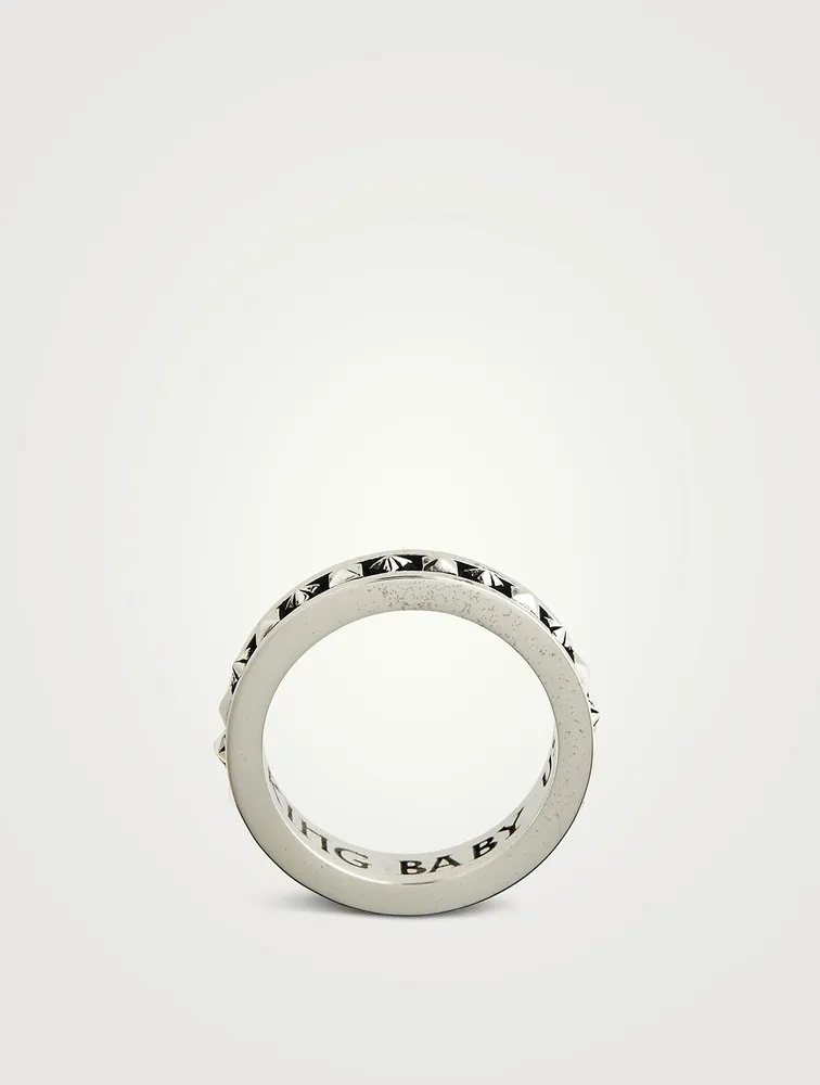 Silver Stackable MB Cross Studded Ring