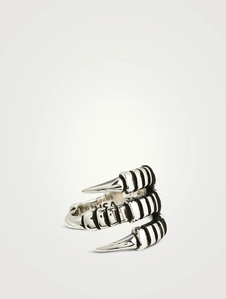 Small Silver Raven Claw Ring