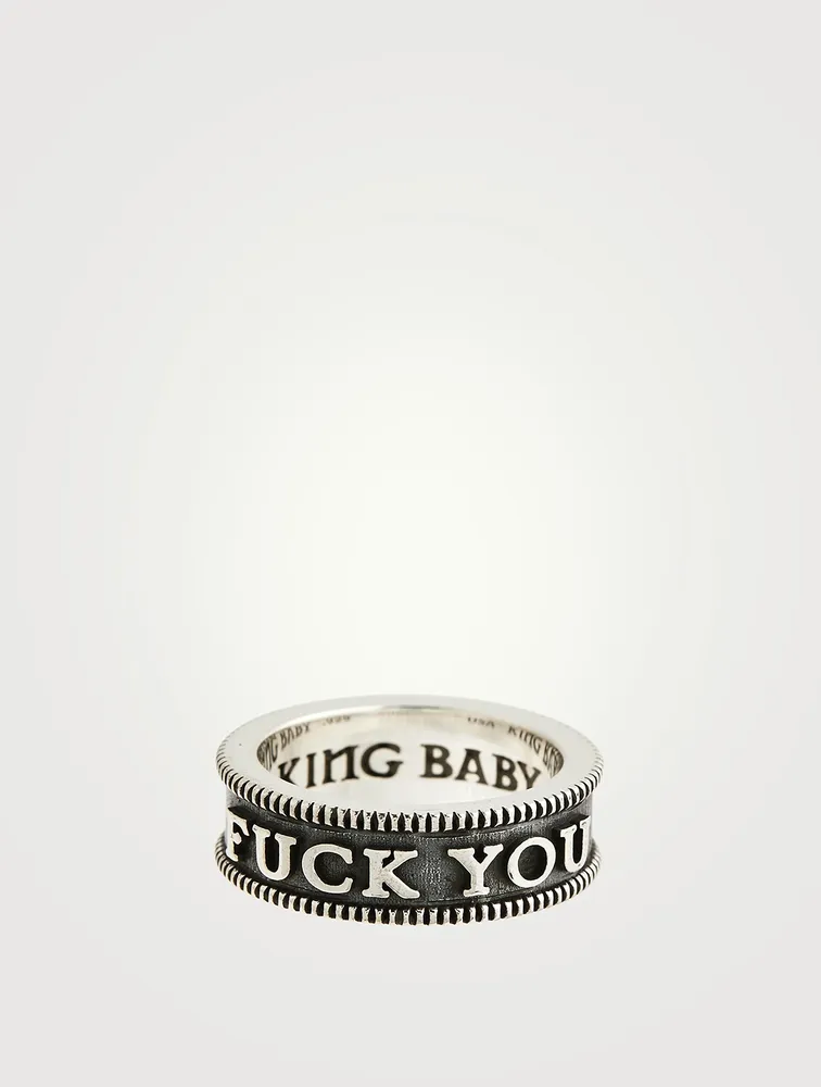Silver Stackable Coin Edge F You Ring