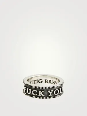 Silver Stackable Coin Edge F You Ring