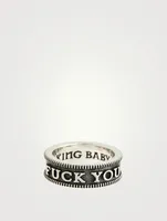Silver Stackable Coin Edge F You Ring