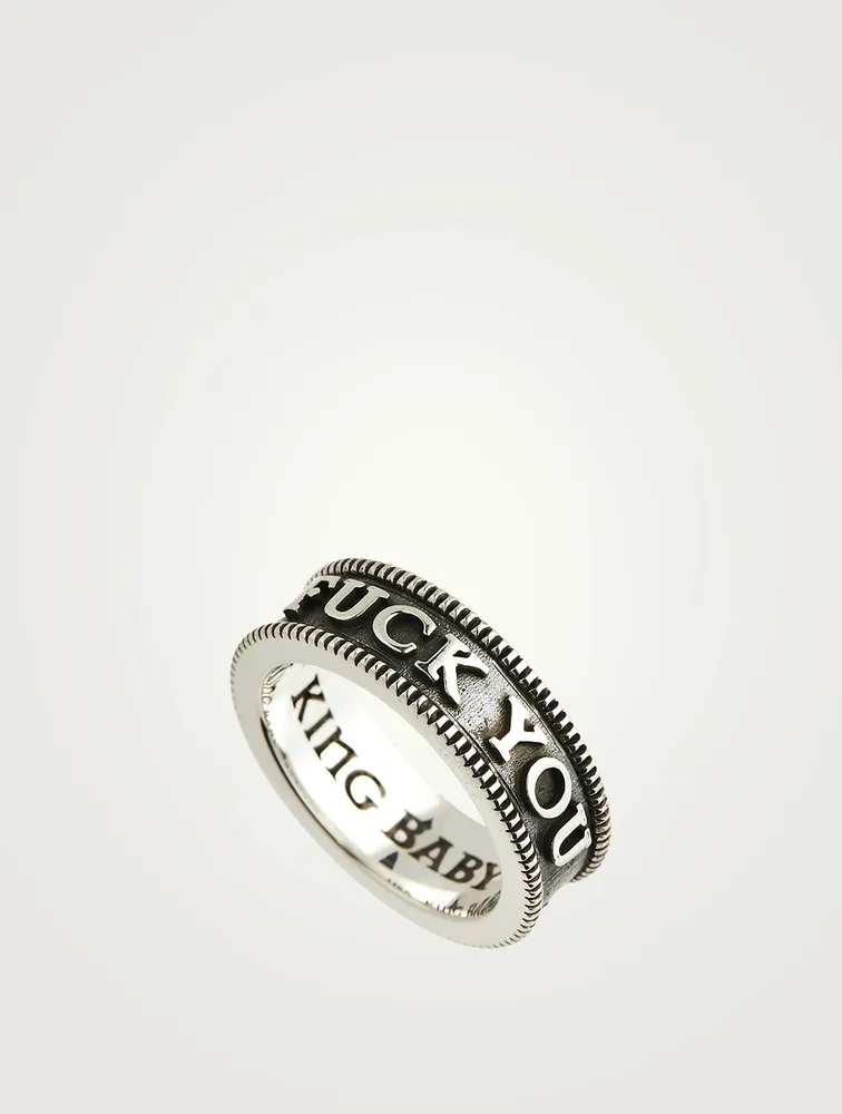Silver Stackable Coin Edge F You Ring