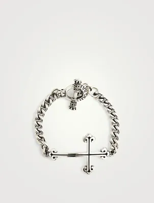 King Baby Silver Chain Bracelet With Cross