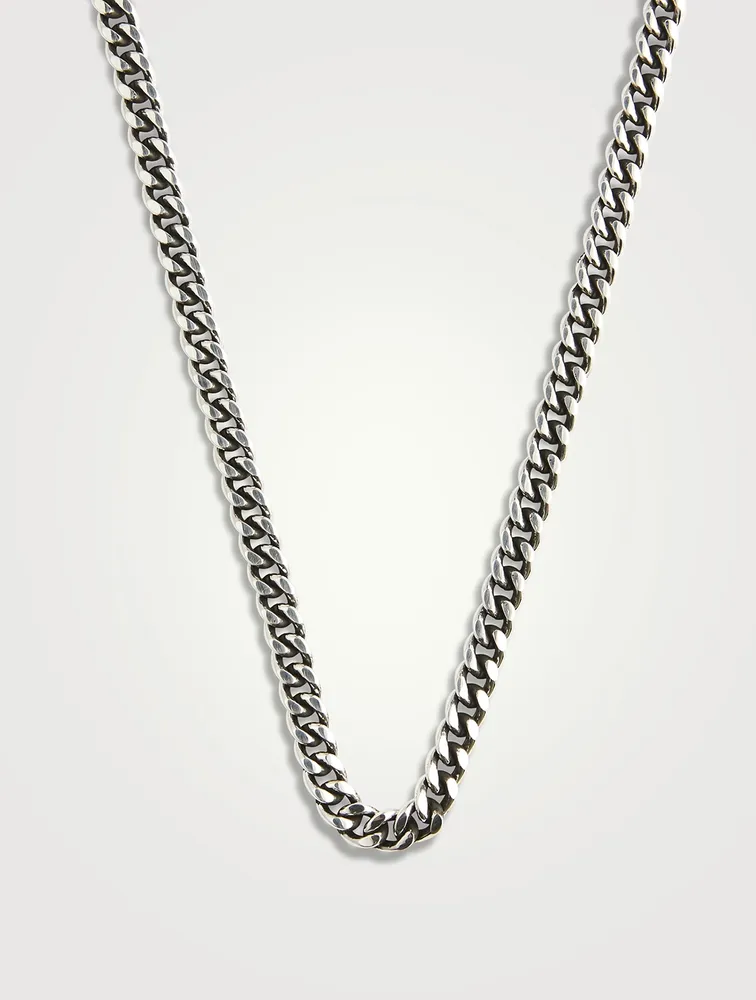 Large Silver Flat Curb Link Necklace