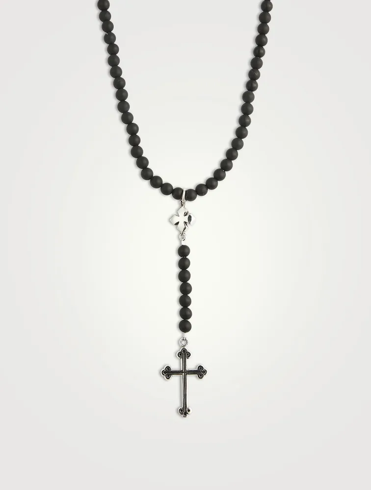 Onyx Beaded Cross Rosary