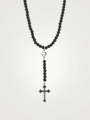 Onyx Beaded Cross Rosary