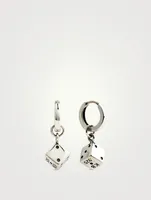 Silver Dice Huggie Hoop Earrings