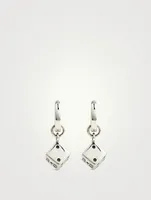 Silver Dice Huggie Hoop Earrings