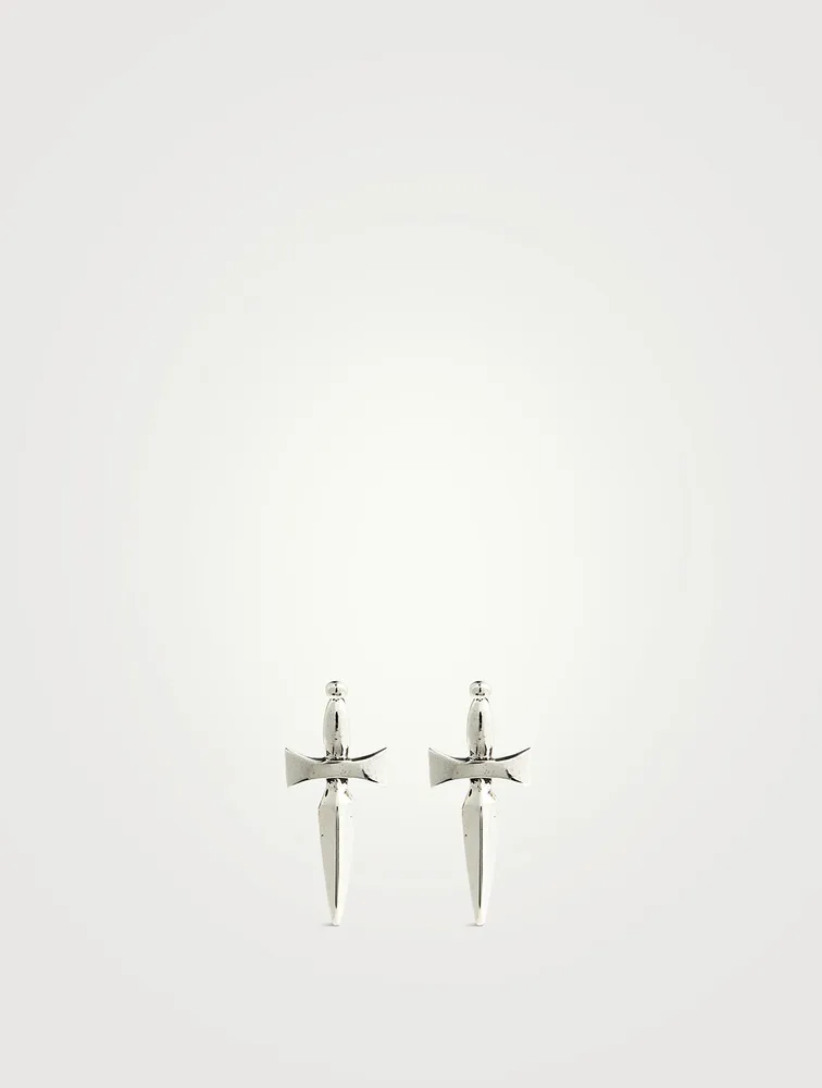Silver Classic Dagger Stud Earrings
