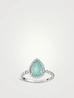 18K White Gold S Motif Serpent Bohème Ring With Aquaprase