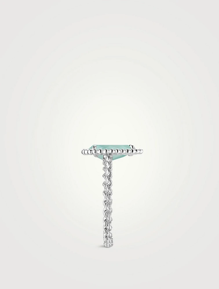 18K White Gold S Motif Serpent Bohème Ring With Aquaprase