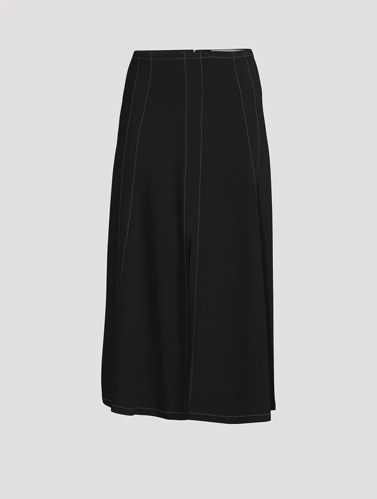 Contrast Seam Midi Skirt