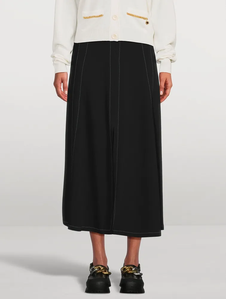 Contrast Seam Midi Skirt