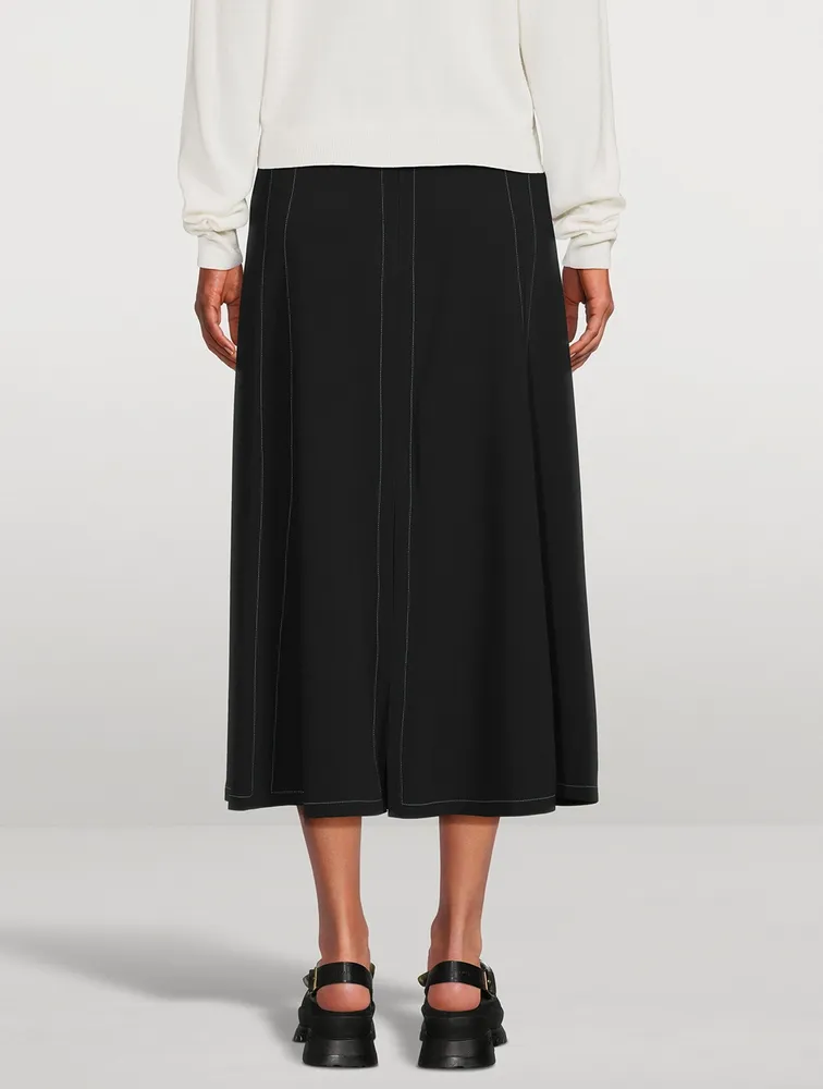 Contrast Seam Midi Skirt