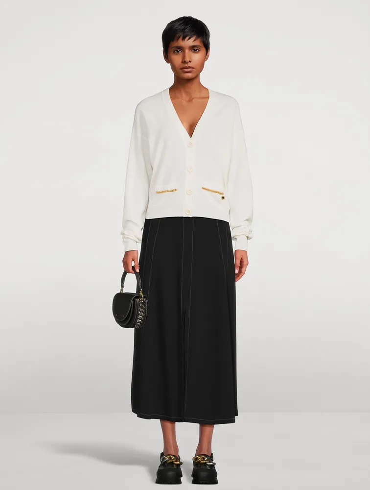 Contrast Seam Midi Skirt