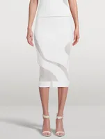 Opaque Sheer Ribbed Midi Skirt