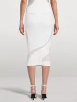 Opaque Sheer Ribbed Midi Skirt